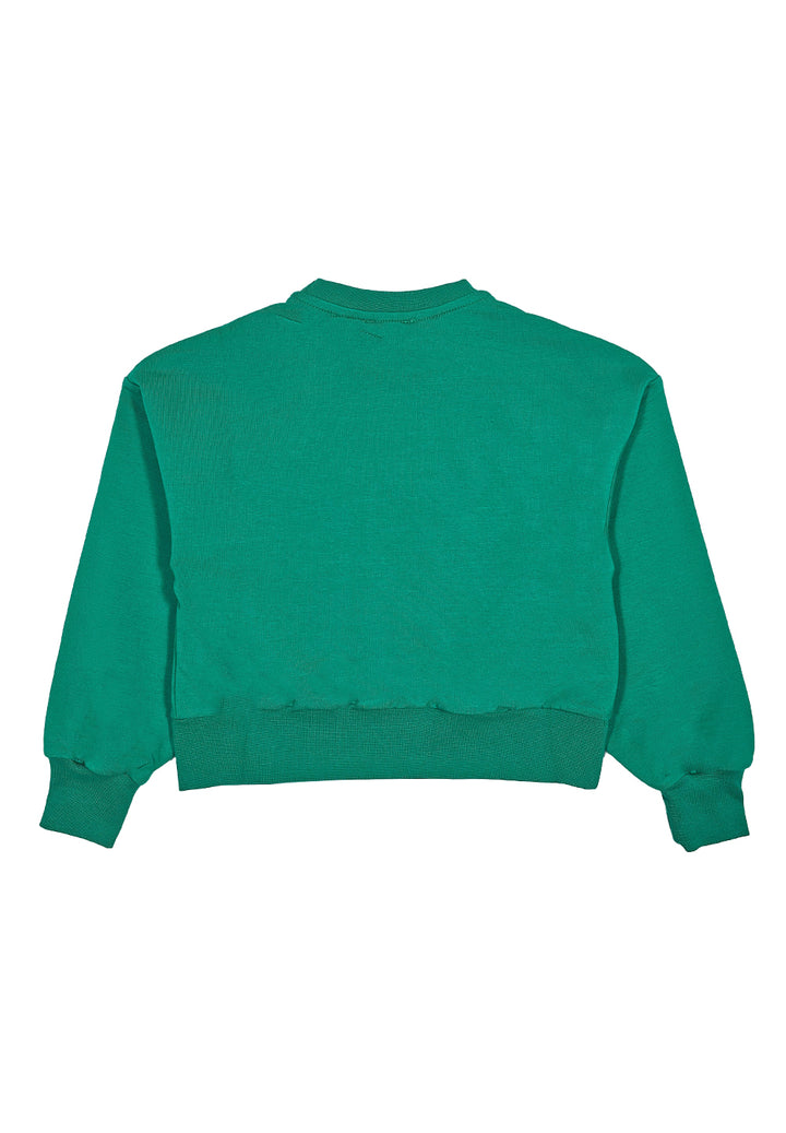 Grünes Sweatshirt mit Rundhalsausschnitt für Mädchen
