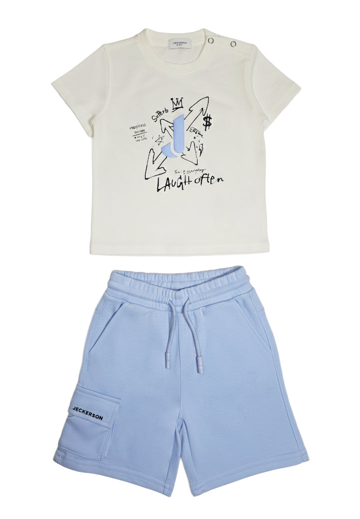 Weiß-hellblaues Outfit für Neugeborene