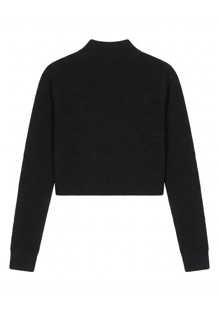 Maglia a mezzo collo nera per bambina