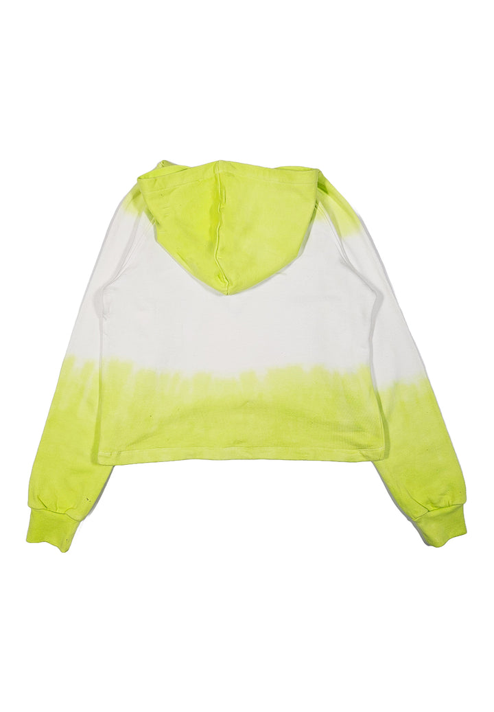 Felpa cappuccio bianco-lime per bambina - Primamoda kids