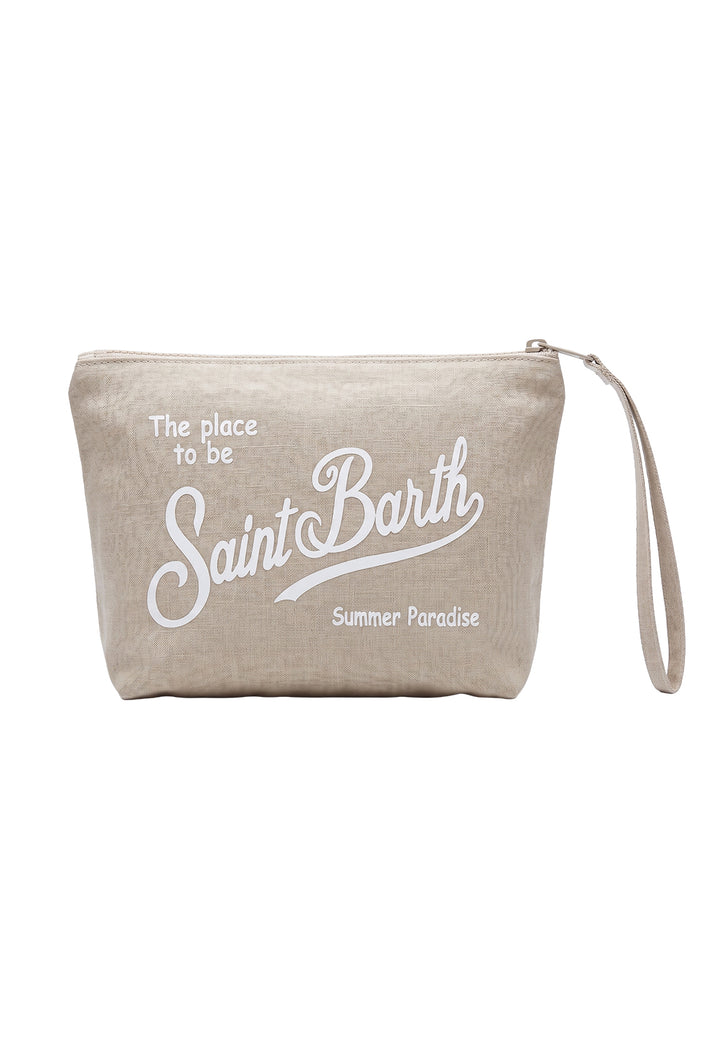 Beige linen pouch for girl
