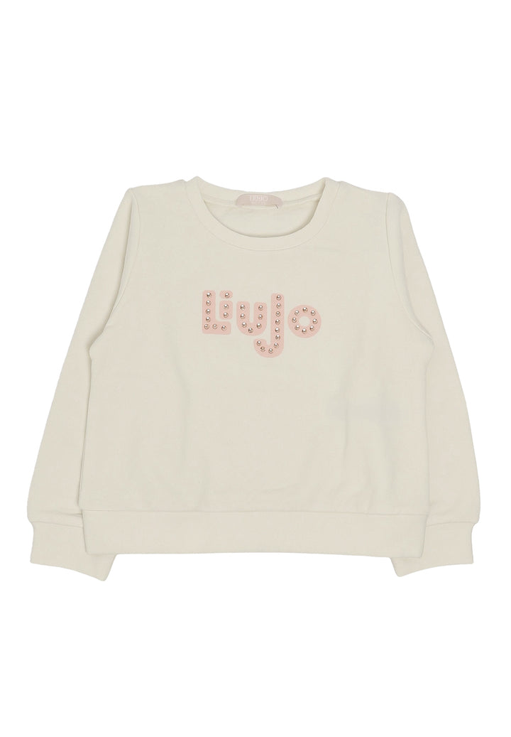 Cream crew neck sweatshirt for girl