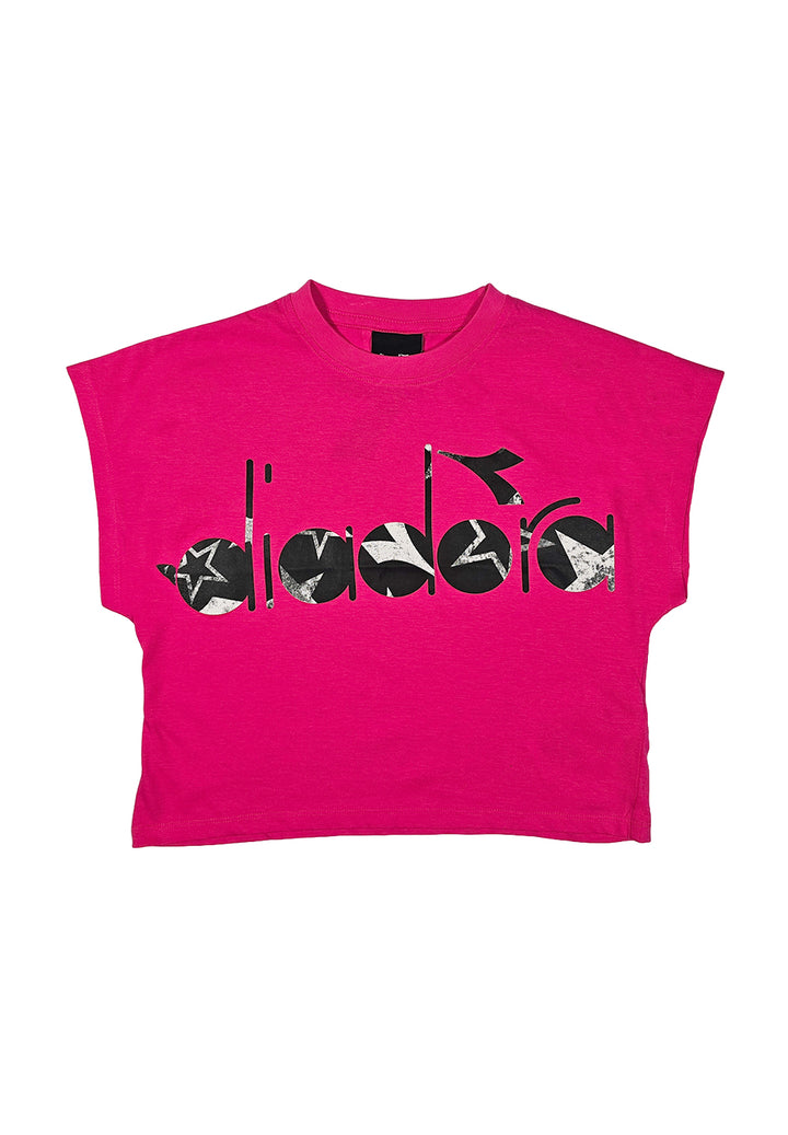 Girls' fuchsia cropped T-shirt