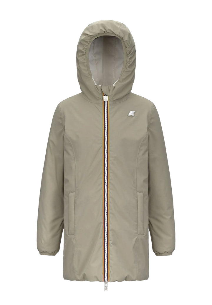 Chaqueta reversible verde y blanca para niña