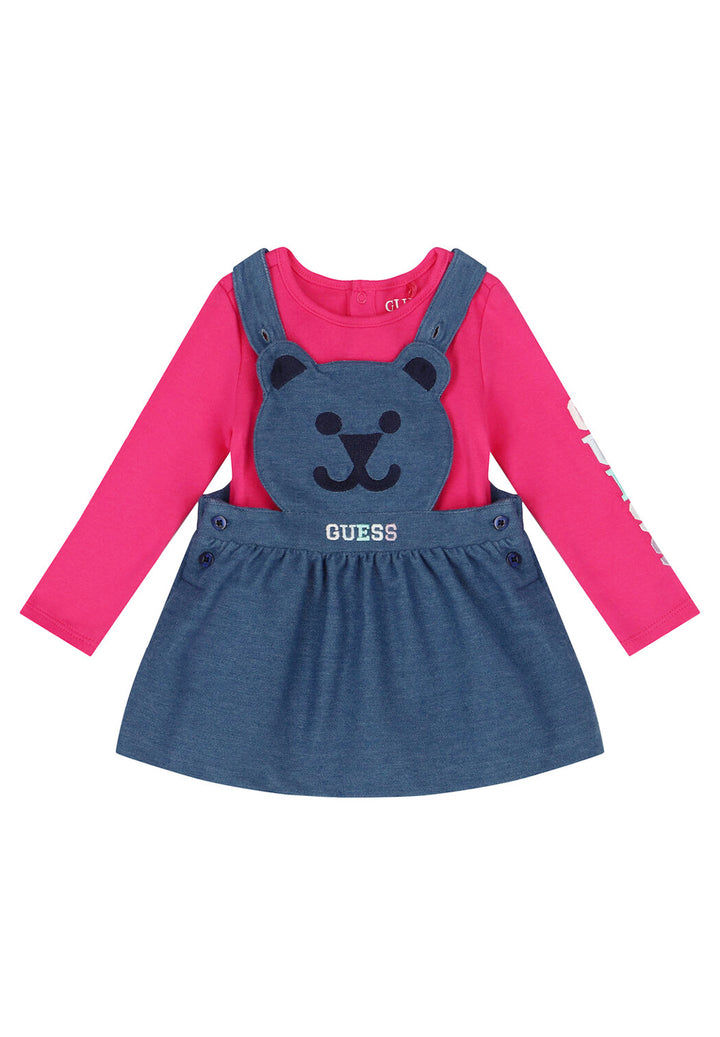 Ensemble salopette bleu fuchsia pour bébé fille