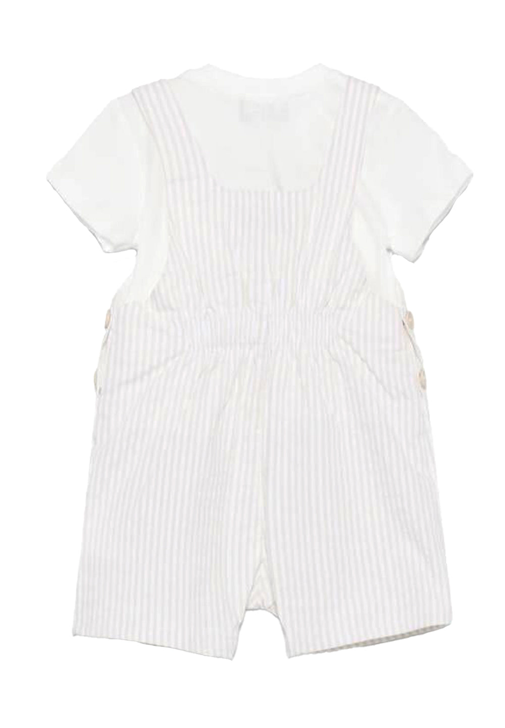White and beige overalls for baby girl