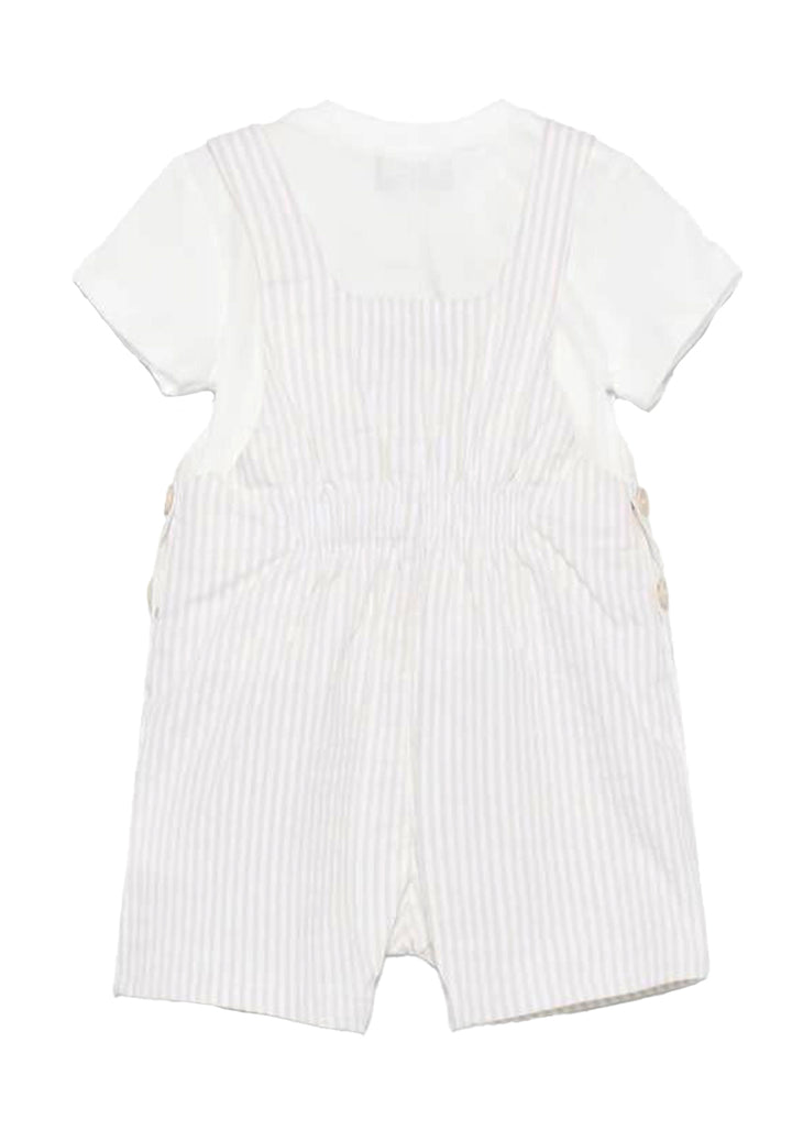 White and beige overalls for baby girl