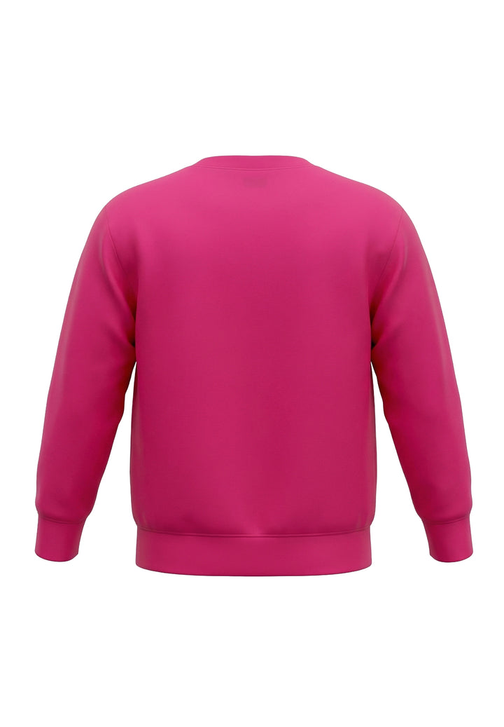 Sudadera de cuello redondo fucsia para niña