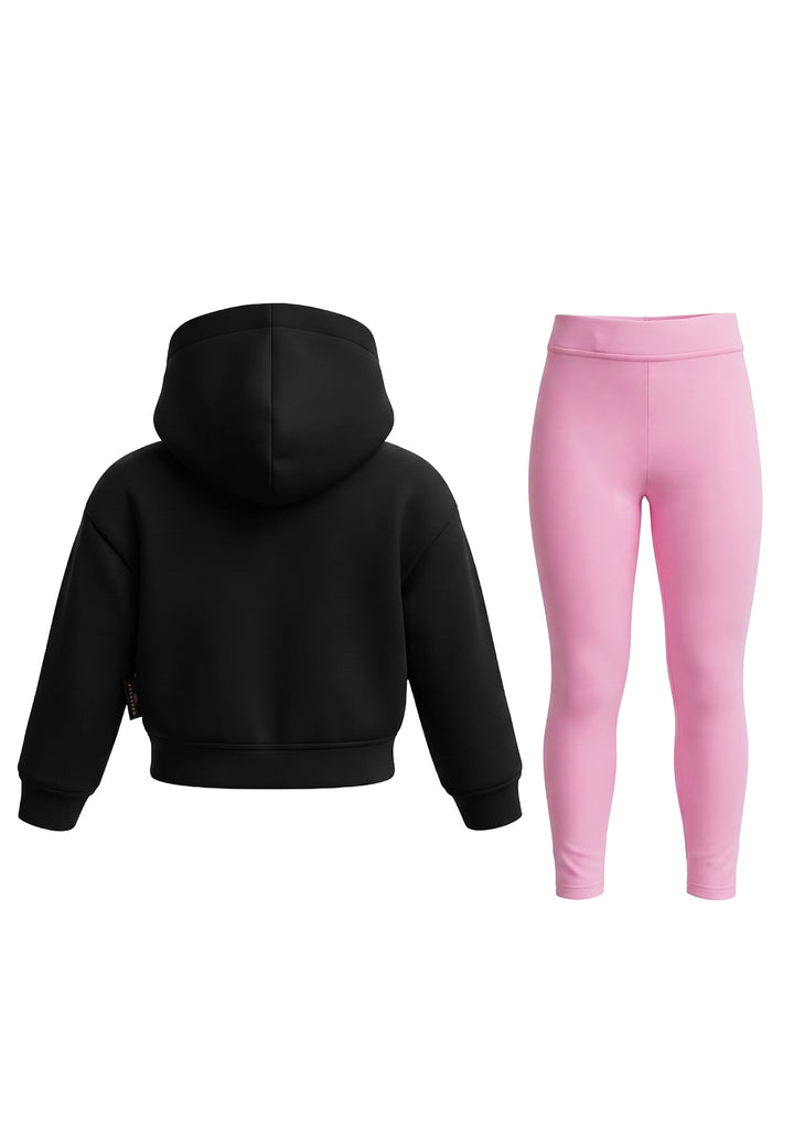 Schwarz-pinkes Sweat-Set für Mädchen