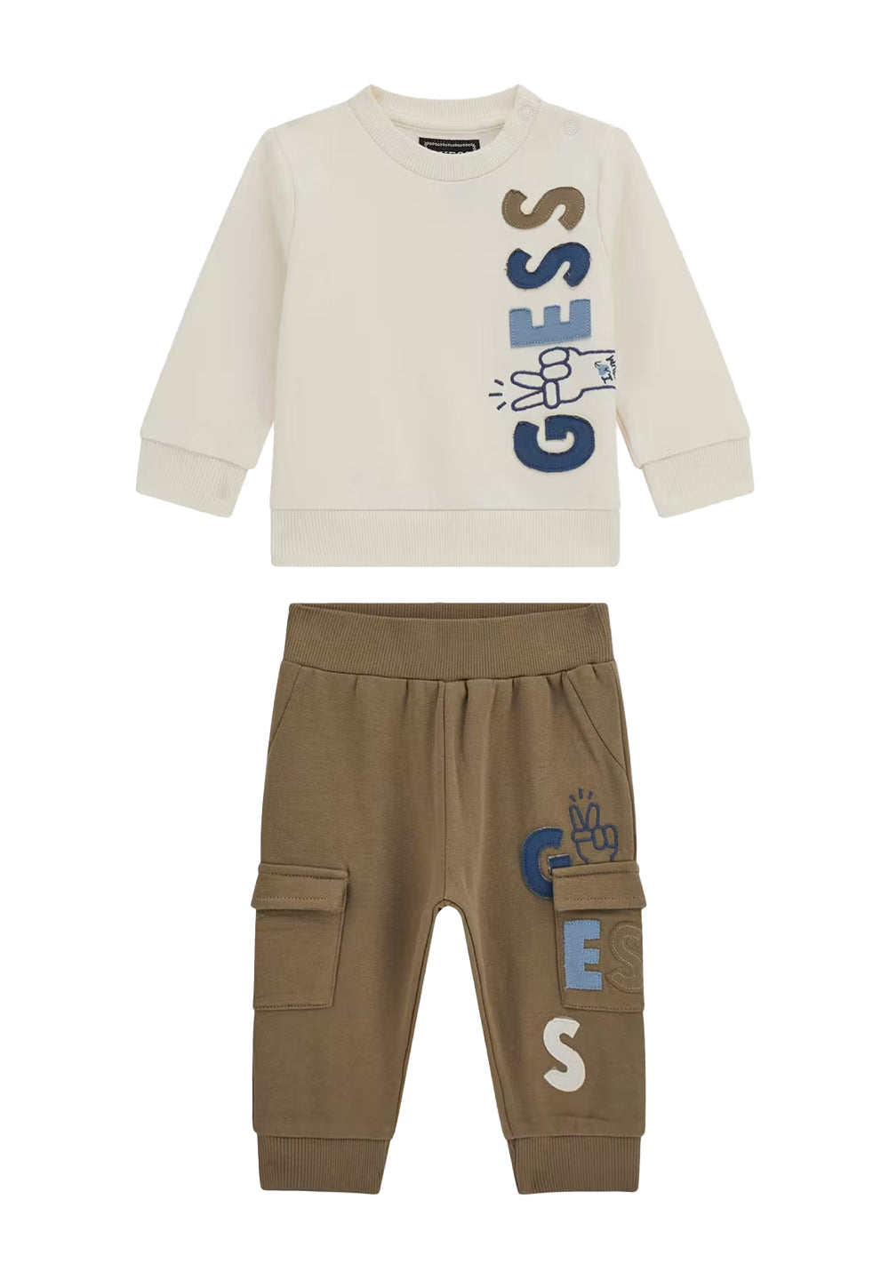 White and green sweatshirt set for newborn