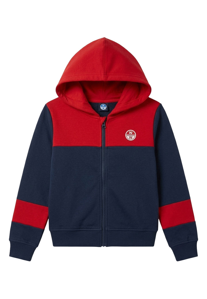 Blue and red zip-up sweatshirt for baby