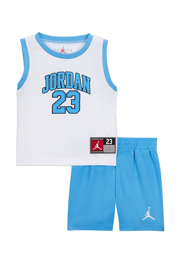 White and light blue baby outfit