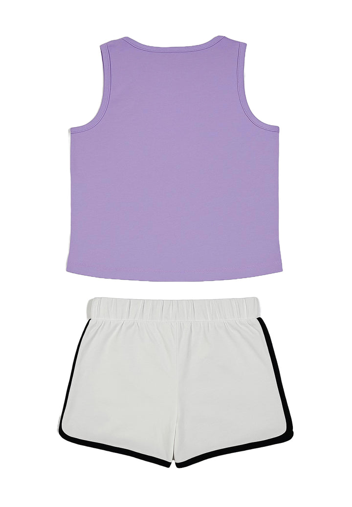 Lila-weißes Outfit für Mädchen