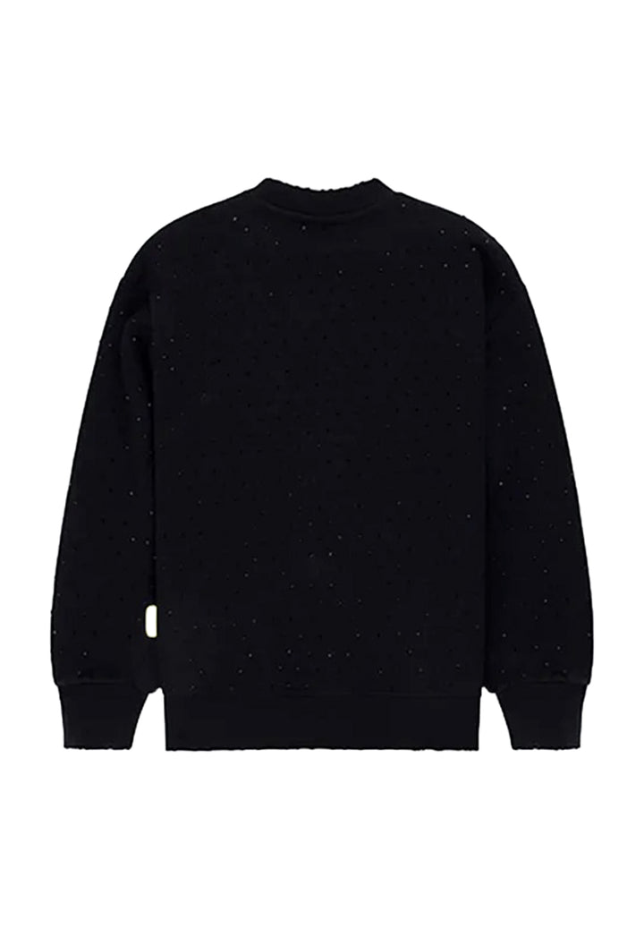 Sudadera de cuello redondo negra para niña