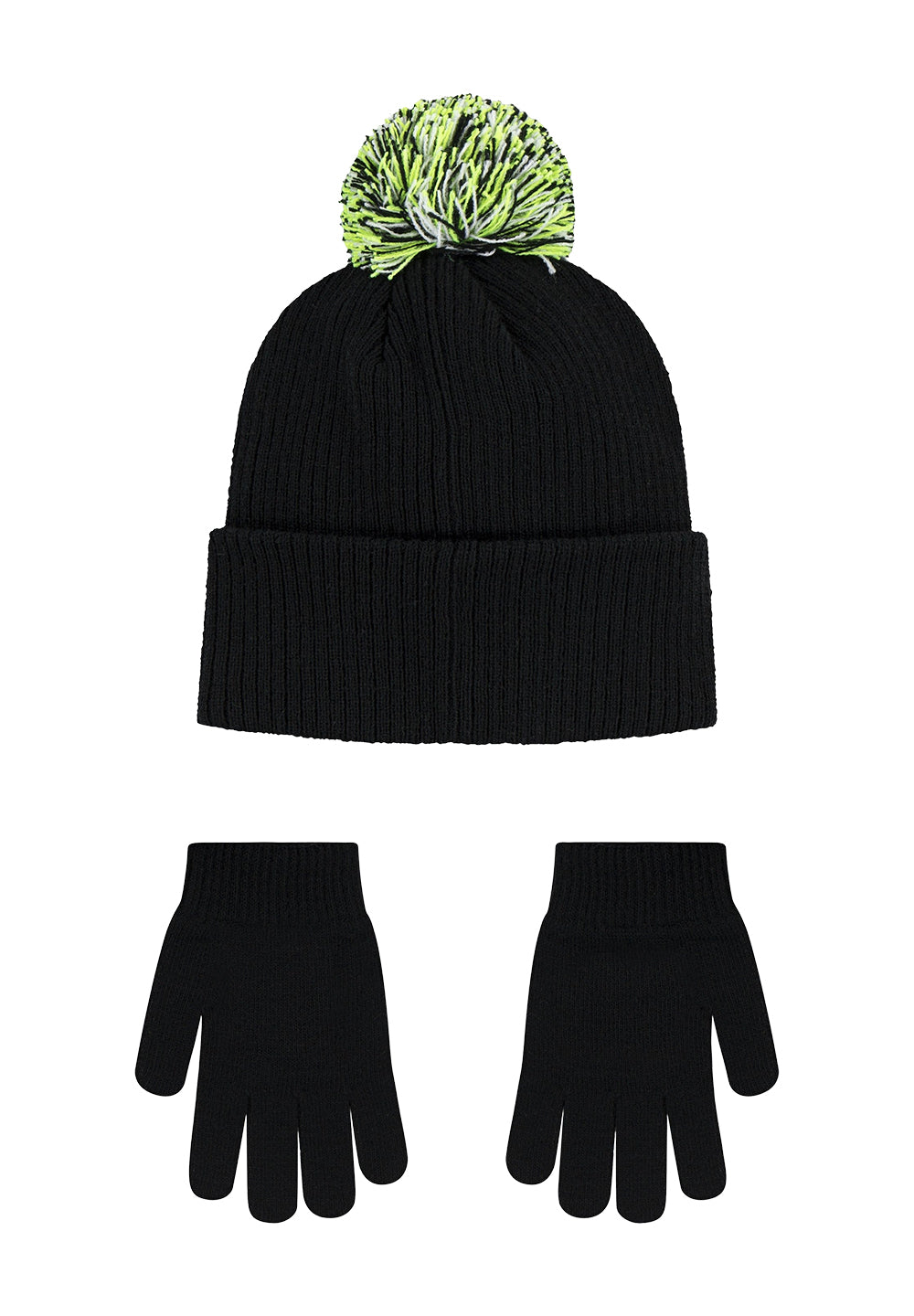 Set de gorro y guantes negro para niño