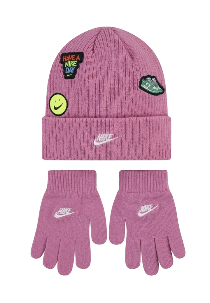 Set gorro + guantes rosa para niña