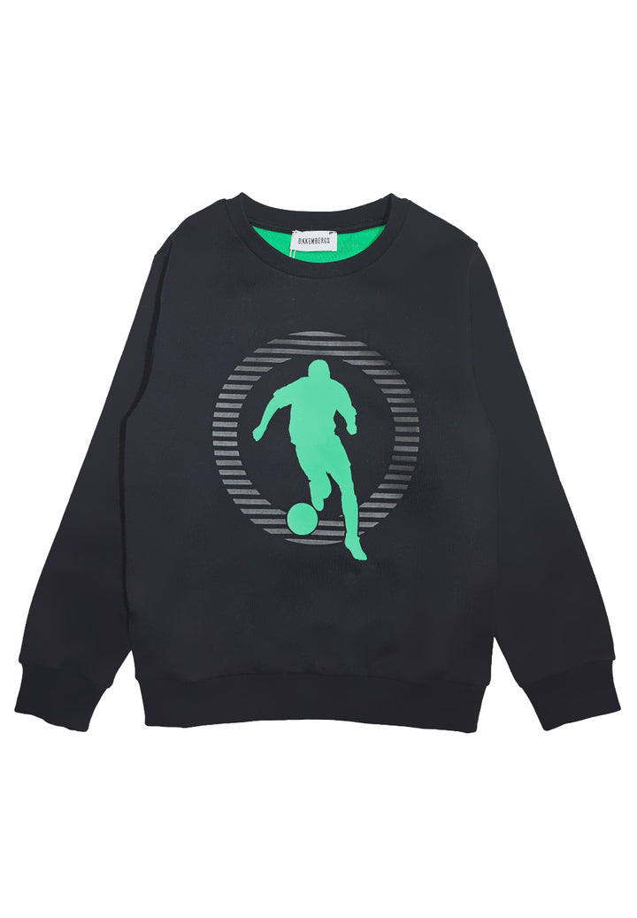 Sudadera negra de cuello redondo para niño