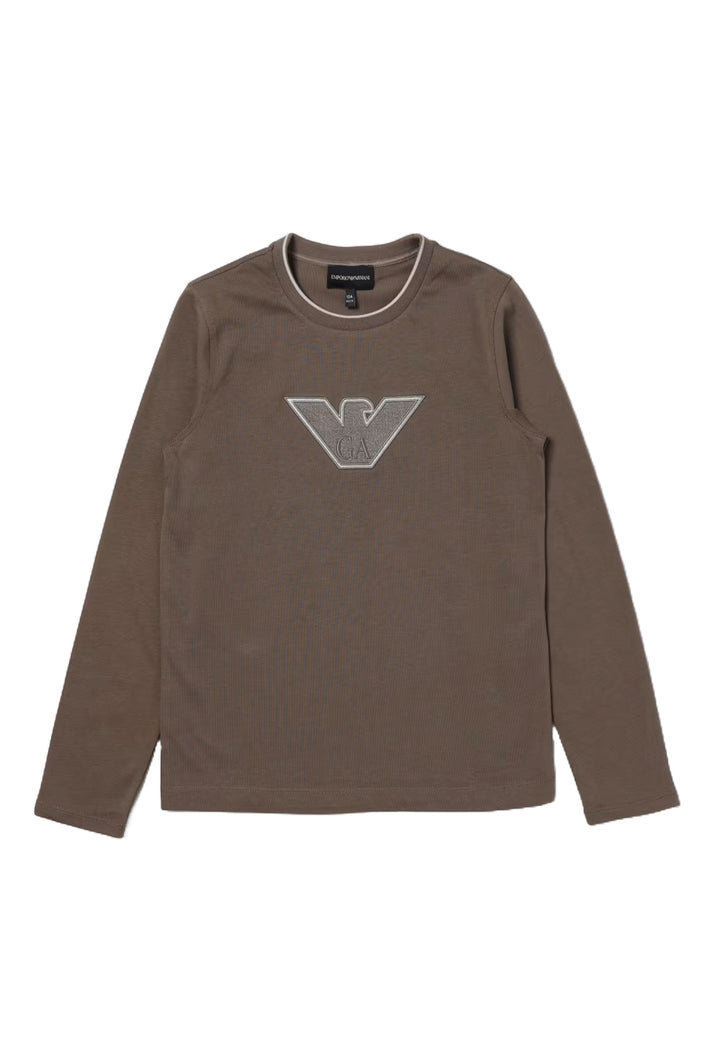 Sudadera de cuello redondo color barro para niño