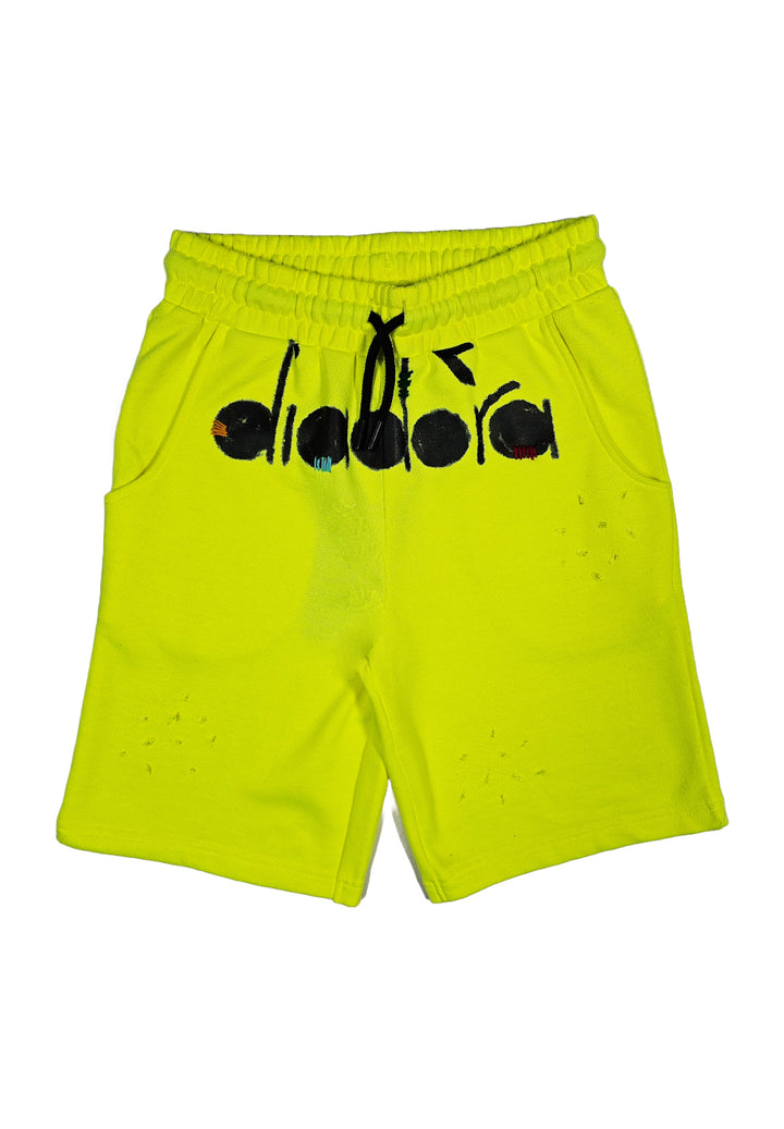 Sweat bermuda jaune fluo pour garçon