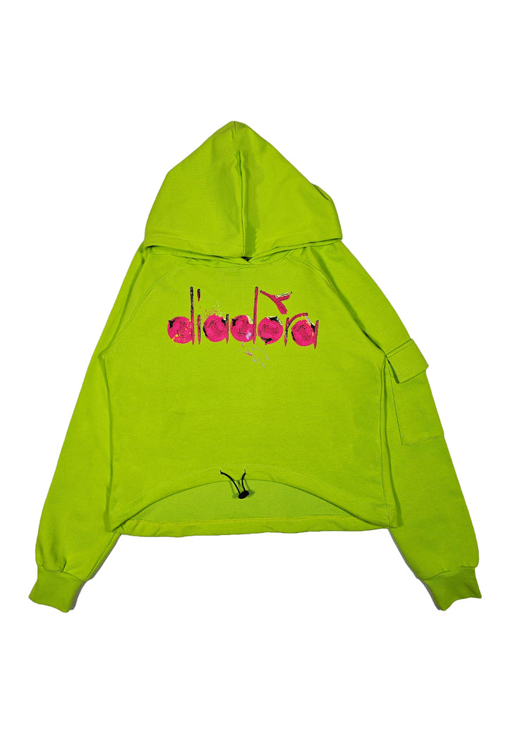Felpa cappuccio lime per bambina - Primamoda kids