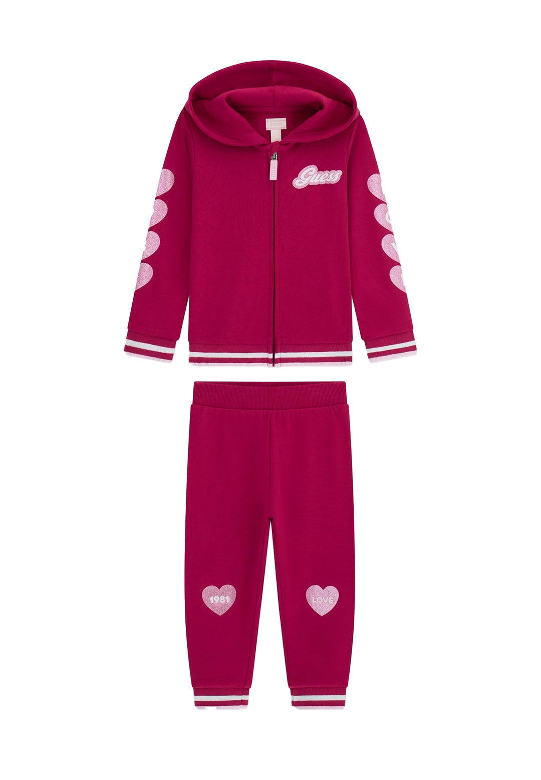 Fuchsiafarbenes Sweatshirt-Set für Mädchen