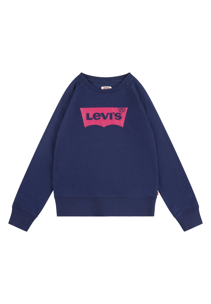 Sudadera de cuello redondo azul para niña