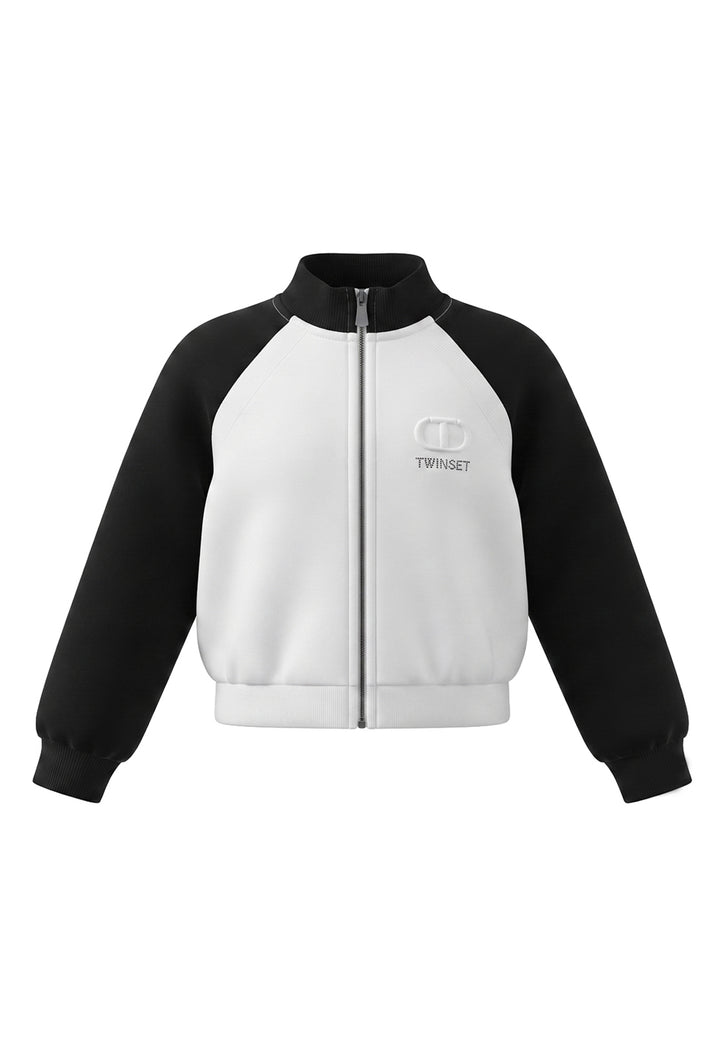 Weißes Sweatshirt mit Reißverschluss für Mädchen