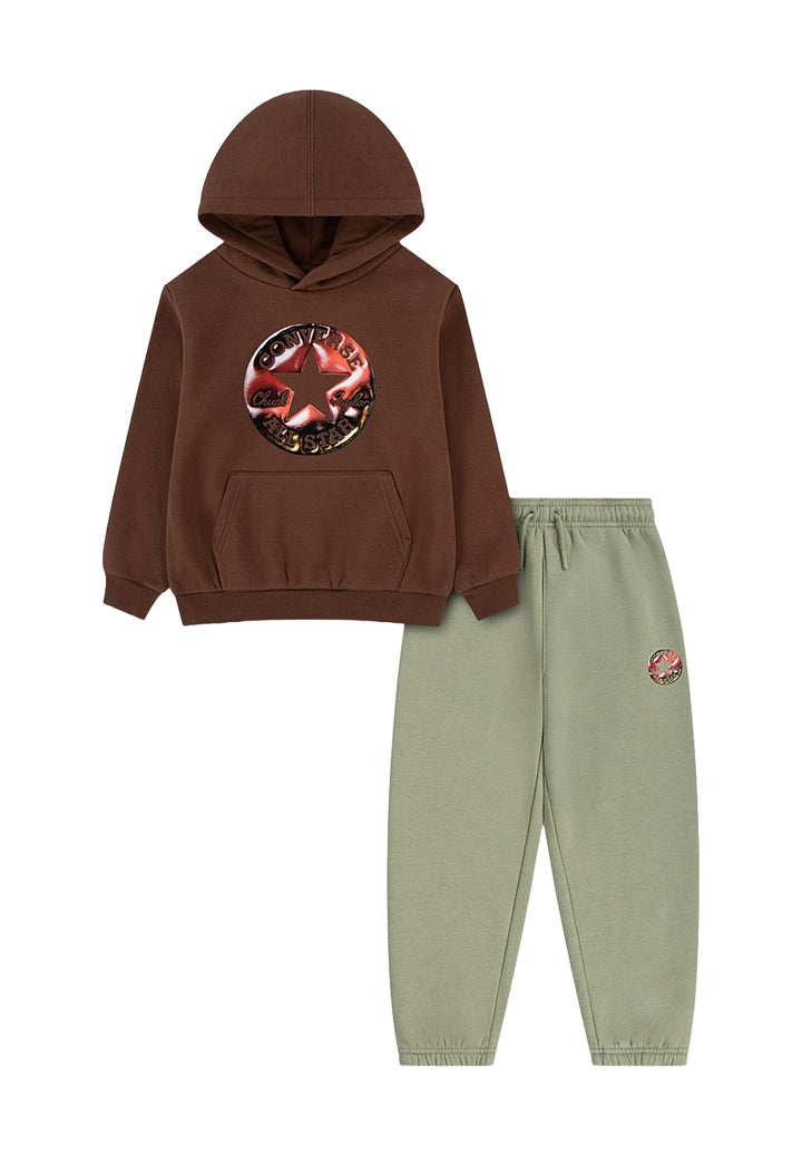 Braunes und grünes Sweatshirt-Set für Kinder