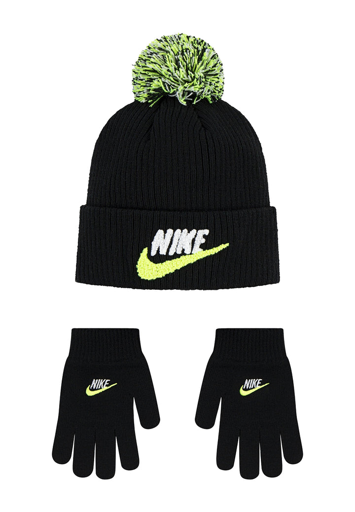 Set de gorro y guantes negro para niño