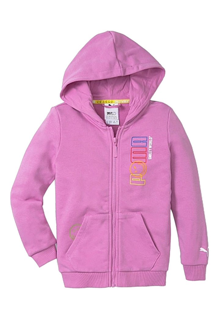 Sweat à capuche zippé rose pour fille