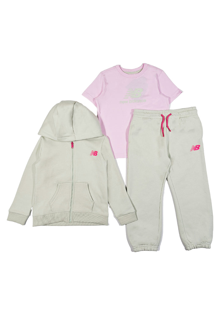 Conjunto de 3 piezas verde-rosa para niña