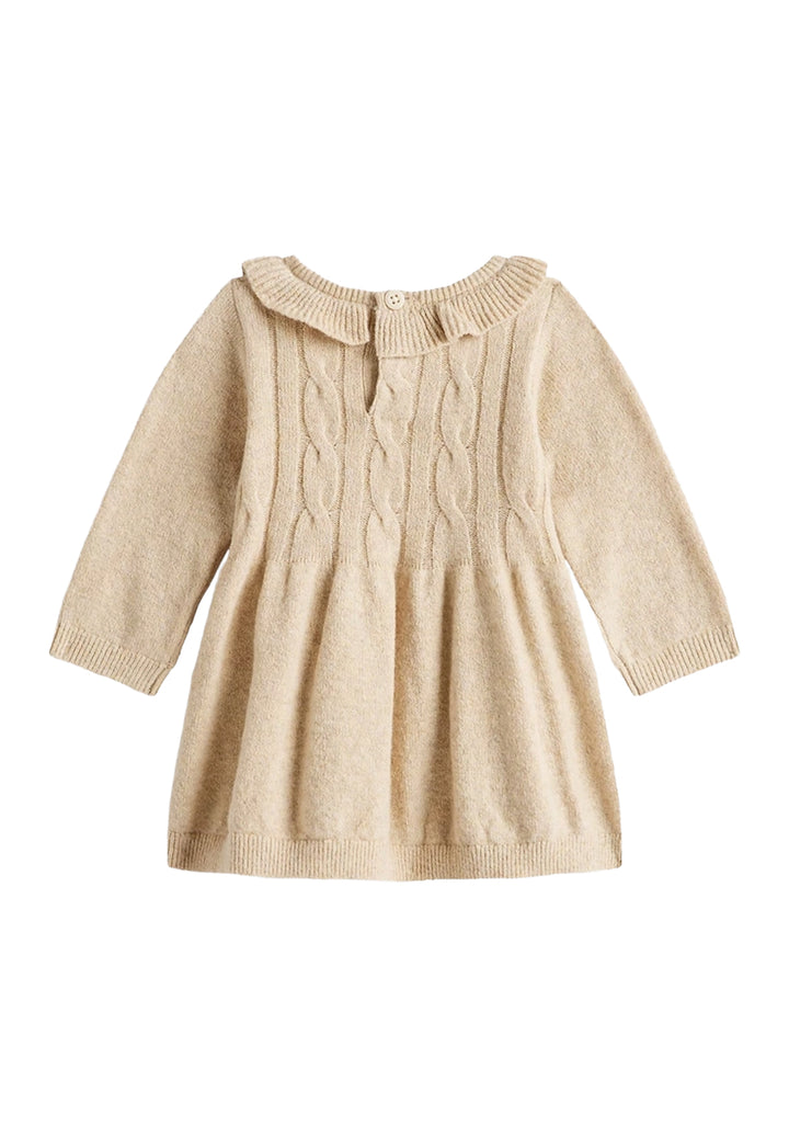 Vestido de punto beige para bebé niña