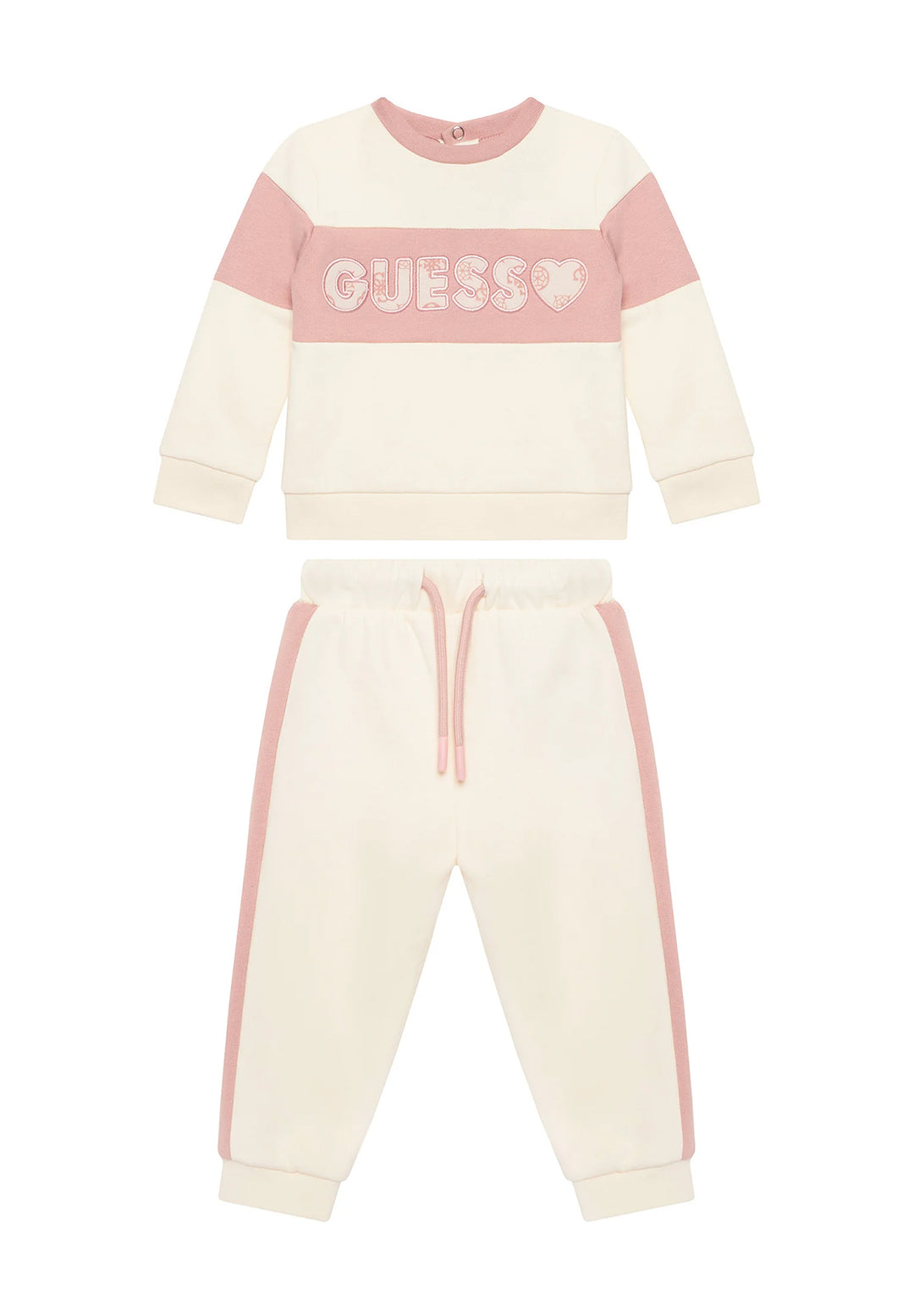 Conjunto de sudadera crema y rosa para bebé niña