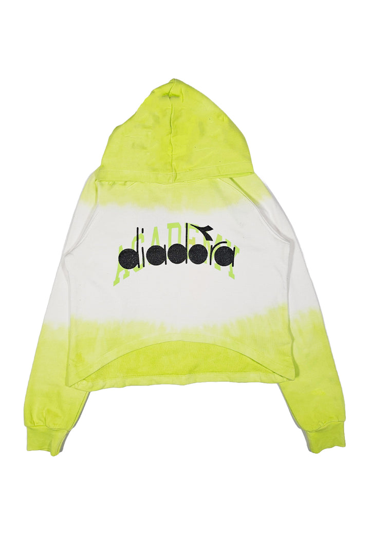 Felpa cappuccio bianco-lime per bambina - Primamoda kids