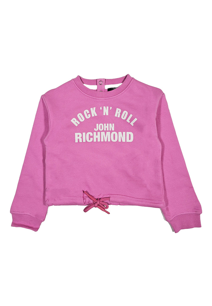 Sweat-shirt ras du cou rose pour fille