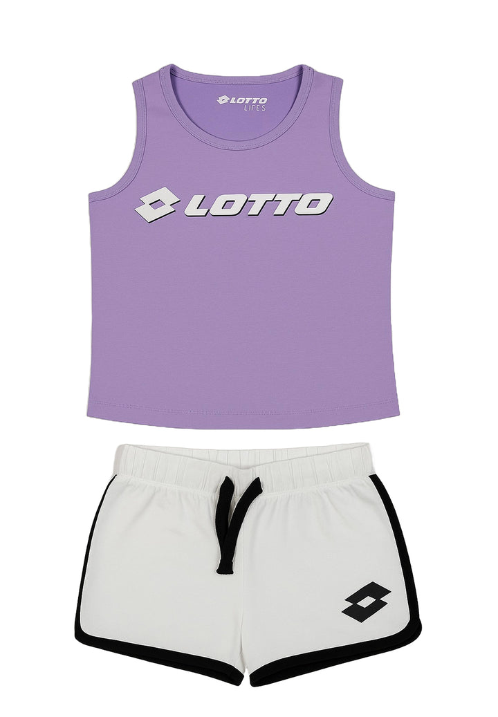 Lila-weißes Outfit für Mädchen