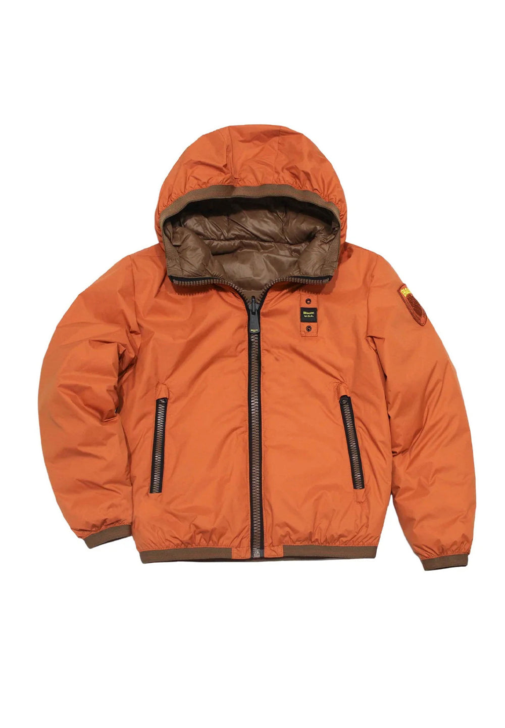 Chaqueta reversible naranja-marrón para niño