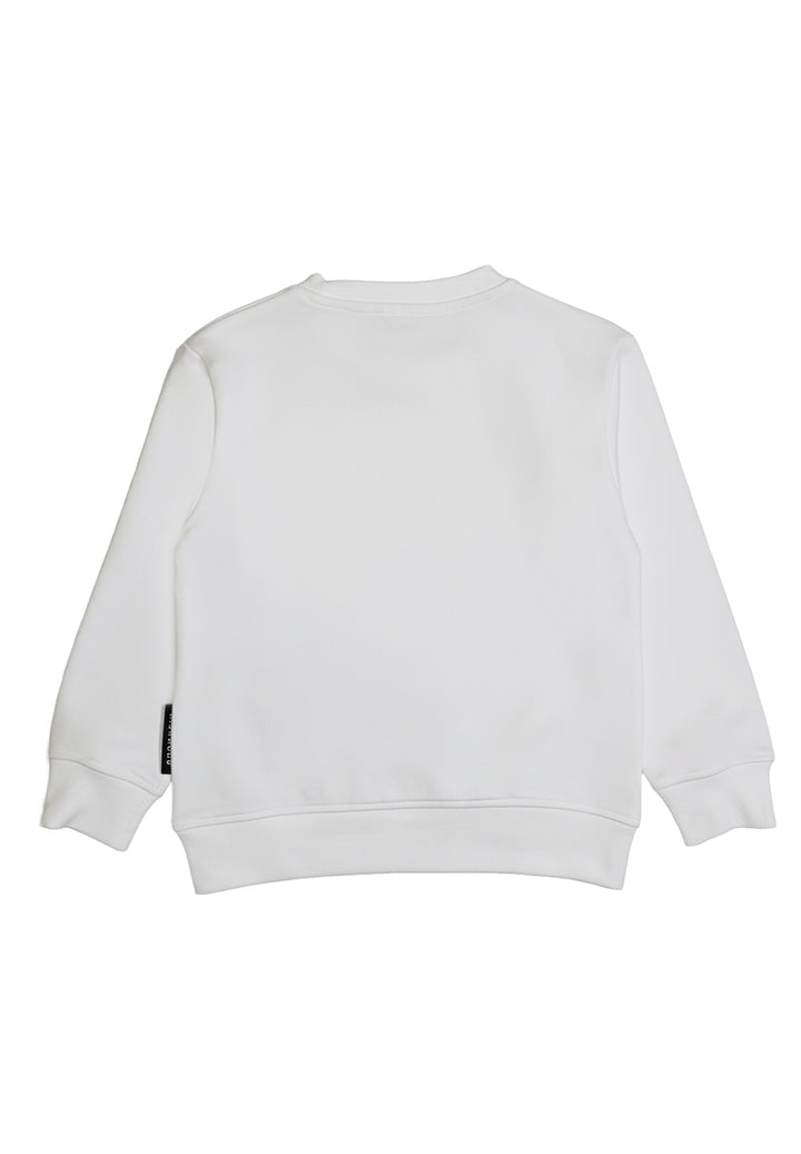 Sudadera blanca de cuello redondo para niño