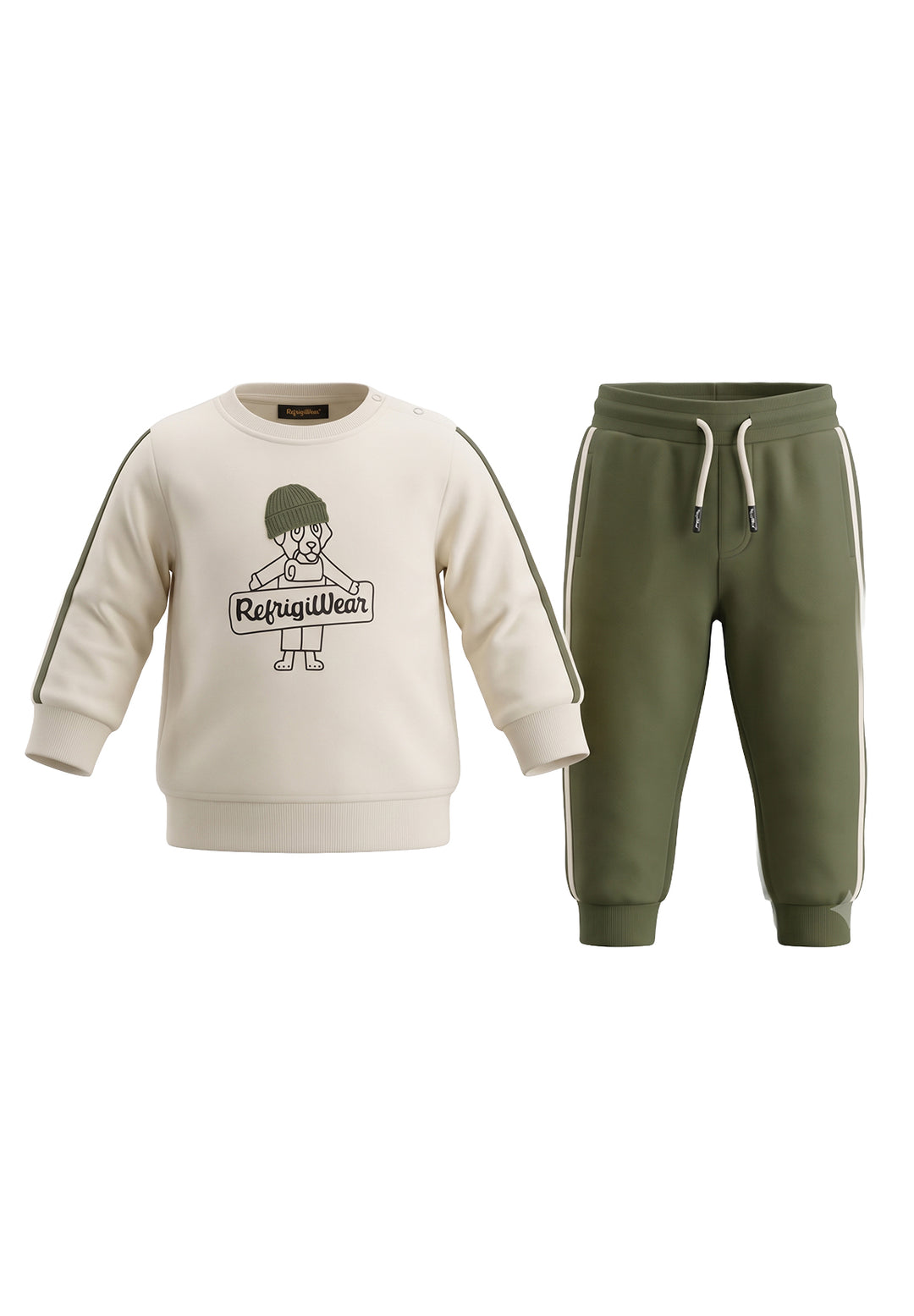 Creme-grünes Sweatshirt-Set für Neugeborene
