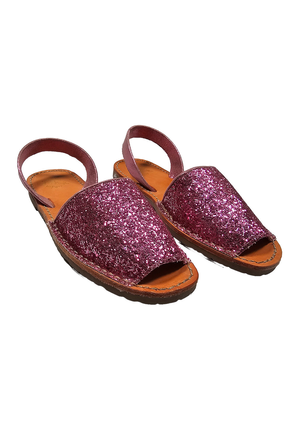 Sandalias de purpurina rosa para niña