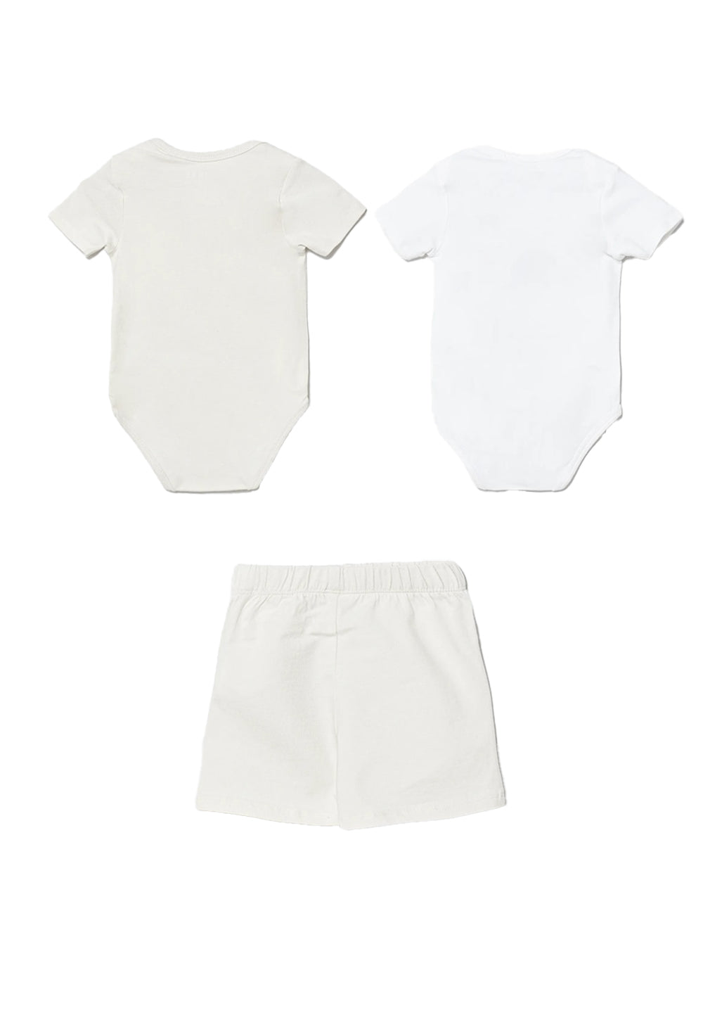 Baby girl onesie + white-beige shorts set