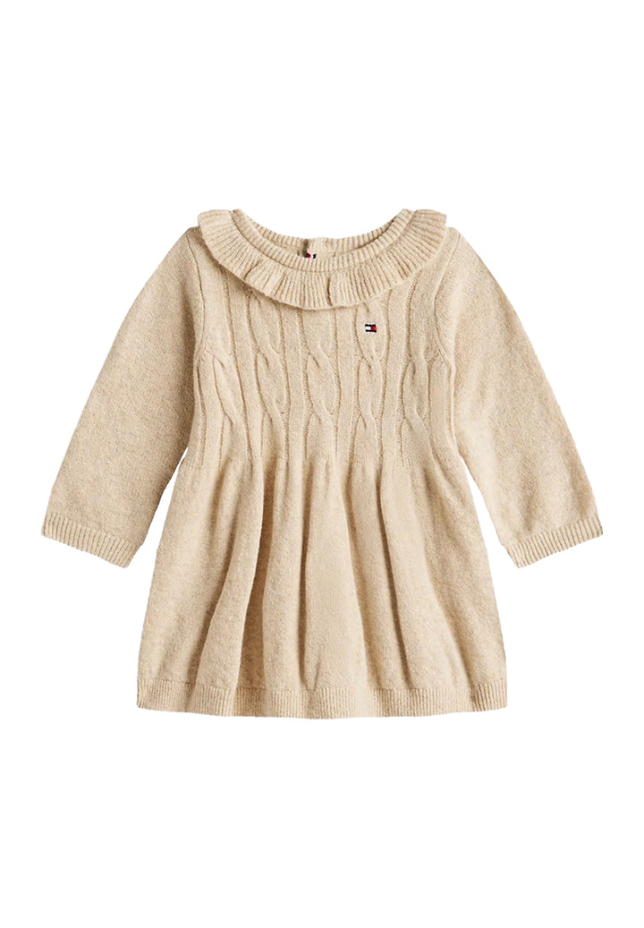 Vestido de punto beige para bebé niña