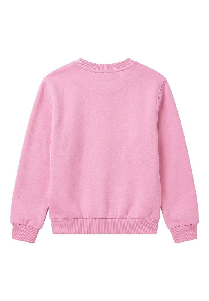 Sudadera de cuello redondo rosa para niña
