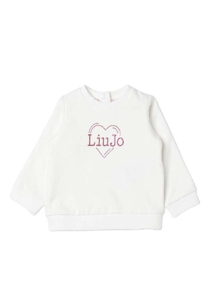 Sudadera blanca de cuello redondo para bebé niña