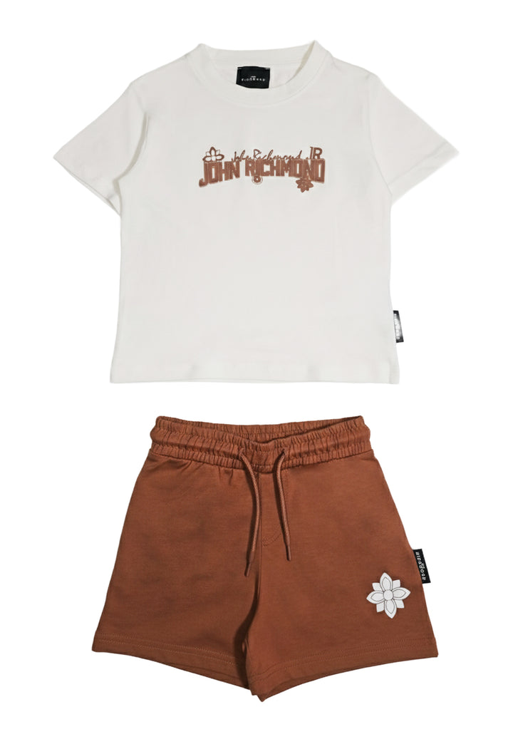 Conjunto blanco y marrón para niño