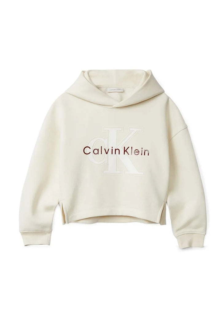 Cream hooded sweatshirt for baby girl