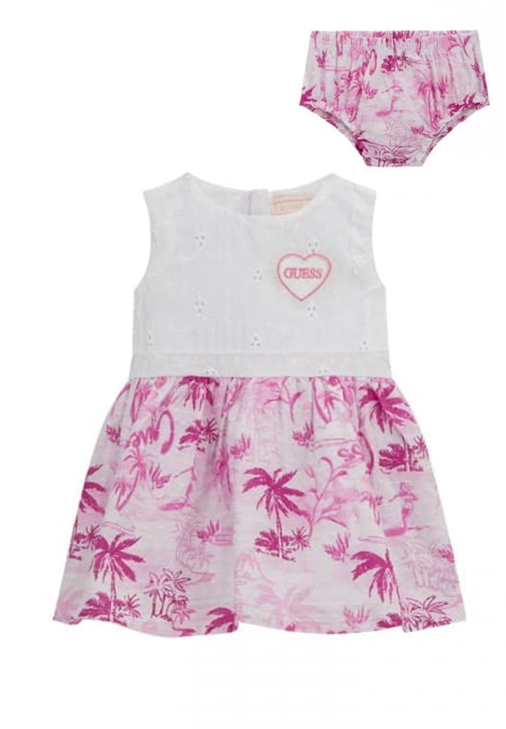 White and fuchsia dress for baby girl