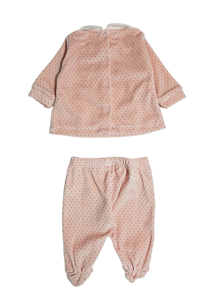 Powder pink chenille outfit for baby girl