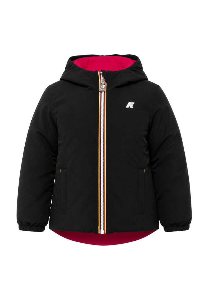 Reversible black and fuchsia jacket for girls