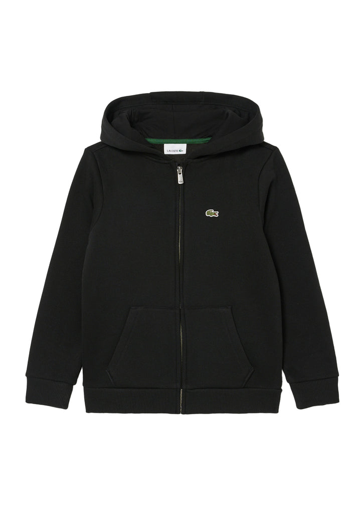 Sudadera con cremallera y capucha negra para niño
